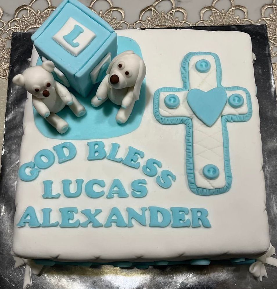 1-TIER SQUARE BAPTISM CAKE (Pre-order 1 month)