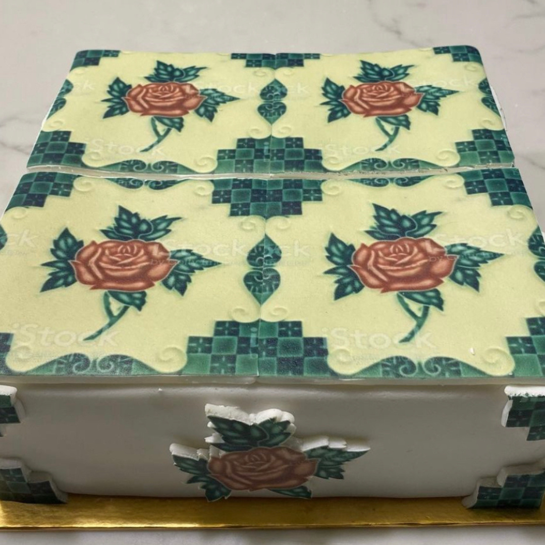 1-TIER SQUARE PERANAKAN TILE CAKE - 1KG