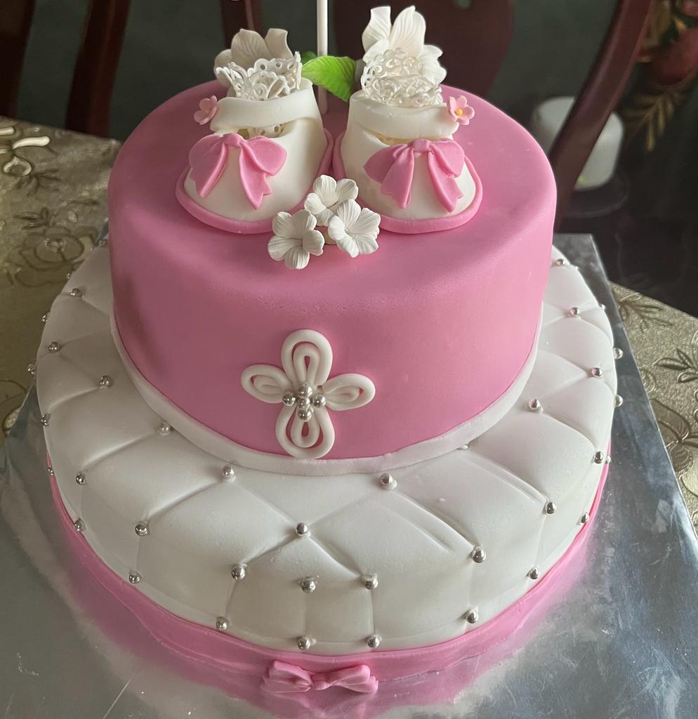 2-TIER ROUND BAPTISM CAKE- 3KG (Pre-order 1 month)