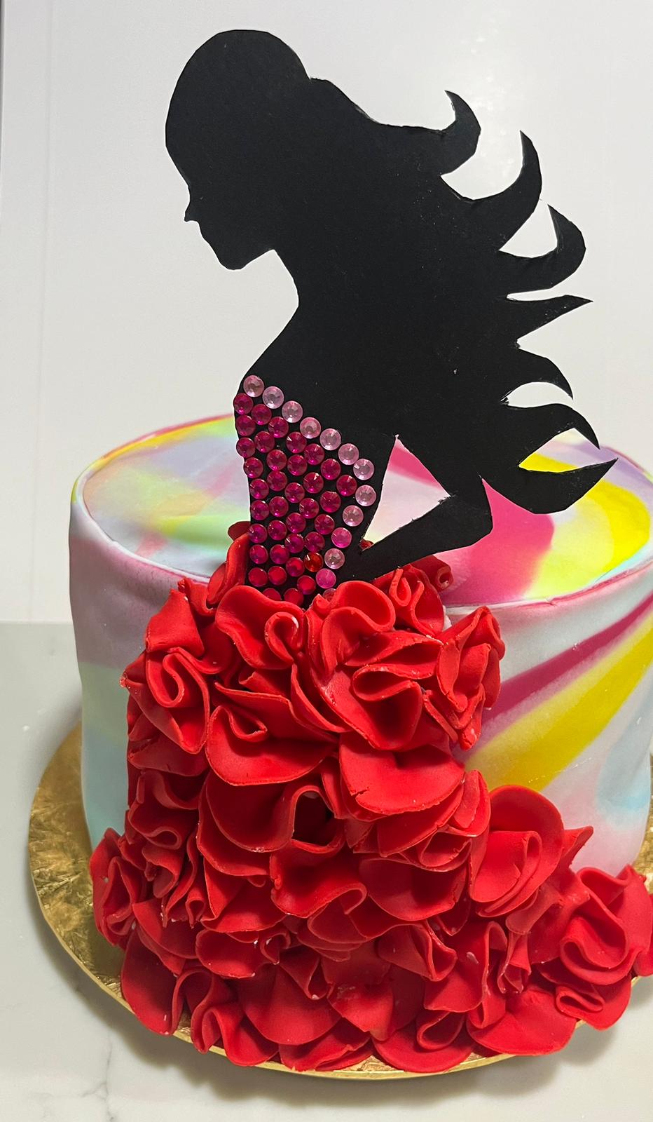 1-TIER SUGEE CAKE WITH LADY & DRESS DESIGN- 3KG