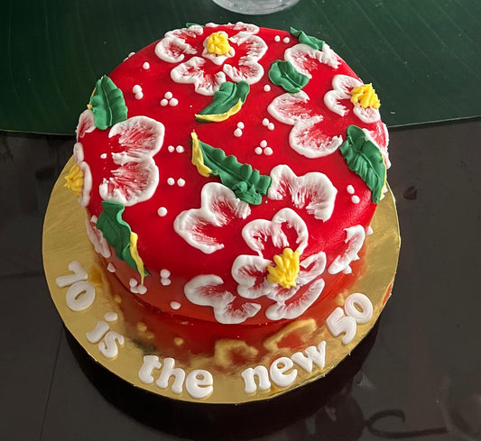 1-TIER ROUND SUGEE CAKE BATIK DESIGN - 1KG