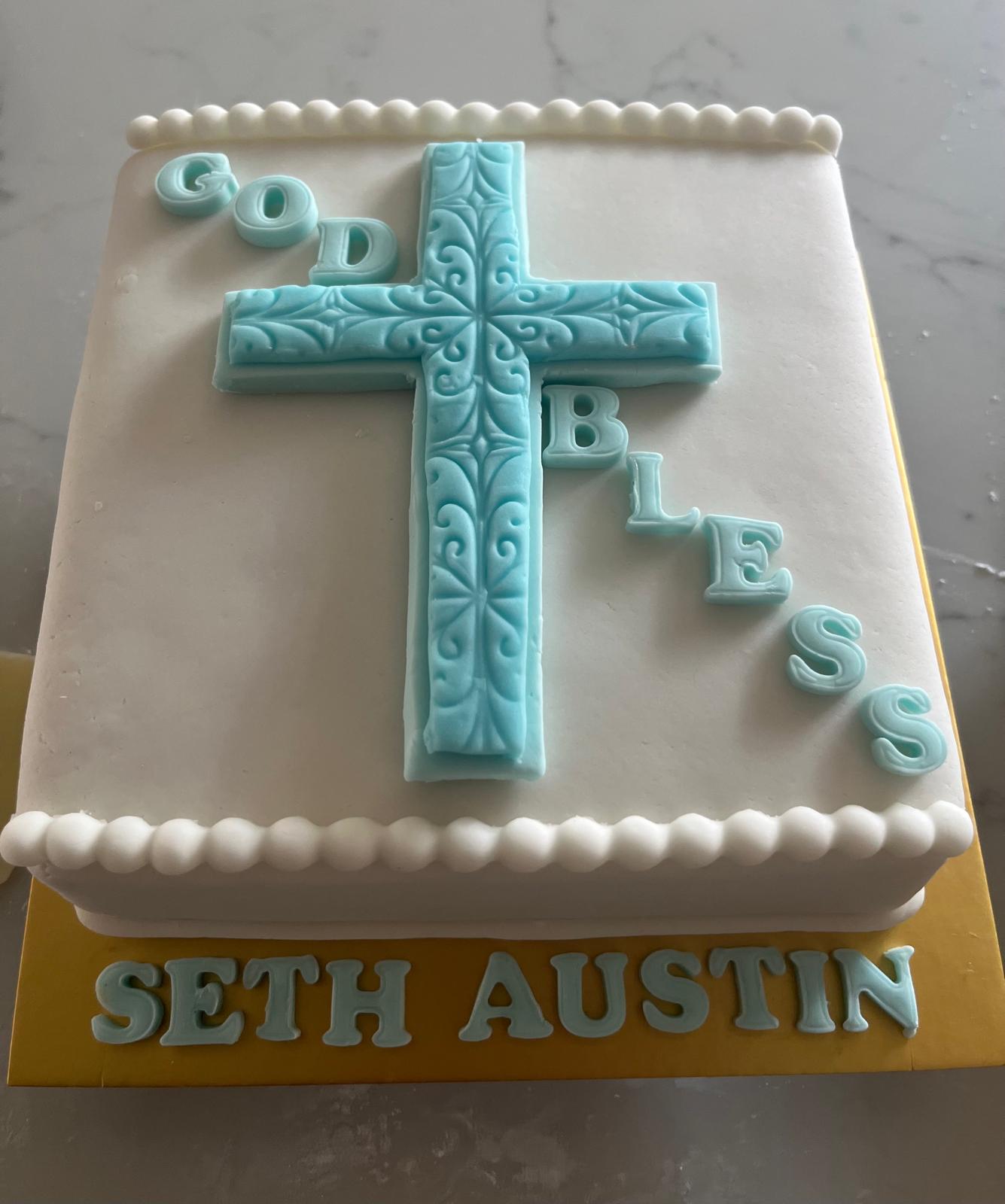 1-TIER SQUARE BAPTISM CAKE (Pre-order 1 month)